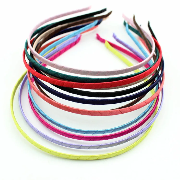 Korean Fashion Covered Hairbands Satin Headband Cute Hair Ribbon Hairband Solid Candy Color Headdress New Girls Hair Accessories
