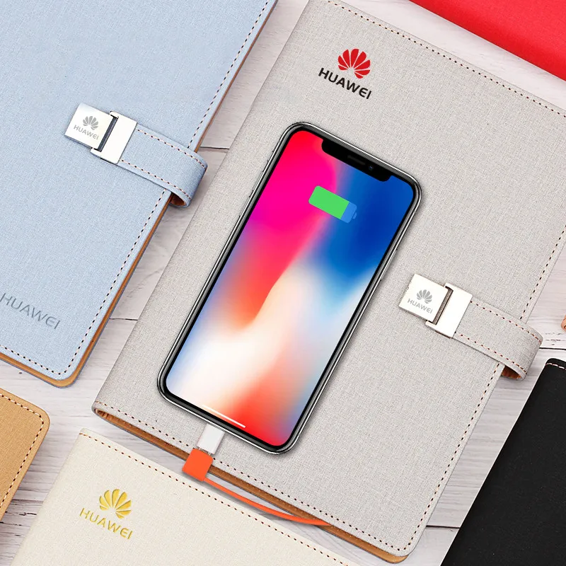 Beautiful power bank organizer diary notebook with charging function