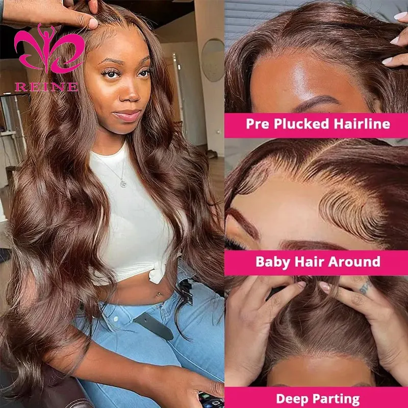 Body Wave Chocolate Brown Lace Front Human Hair Wigs For Women Human Hair 13x4Brown Hd Lace Frontal Wig Colored Human Hair Wigs