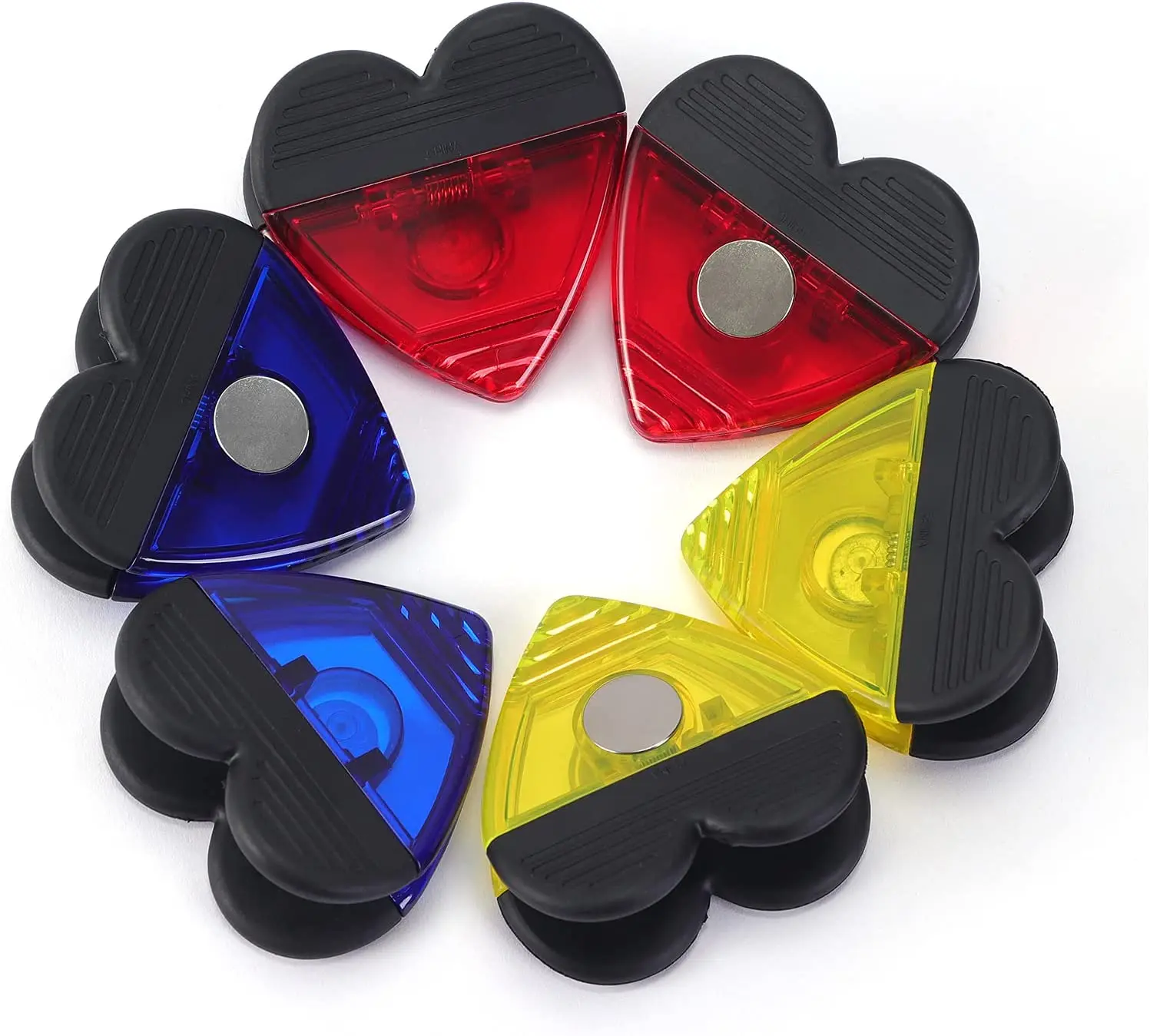 Customized logo heart shape plastic magnetic clips with high quality for refrigerator