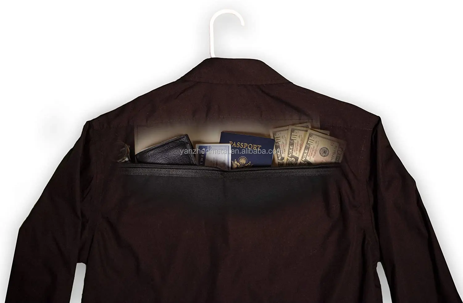 Fabric cloth hanger hidden safe suitable for clothing with pockets