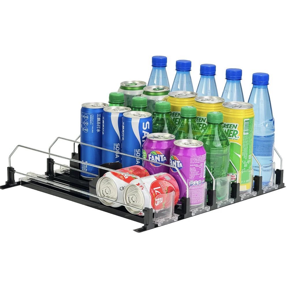 Custom Wholesale Plastic Shelf Pusher Supermarket Beverage Organizer For Fridge Soda Cans Dispenser Tray Display Drink Pusher