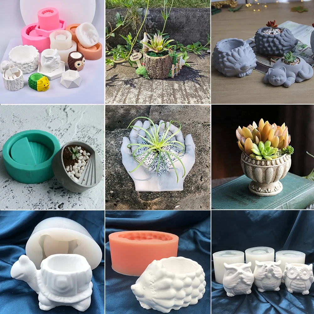 Силиконовая форма «сделай сам» для цветочных горшков глины суккулентов бетонных плантаторов ВАЗ гипсовых цементных форм