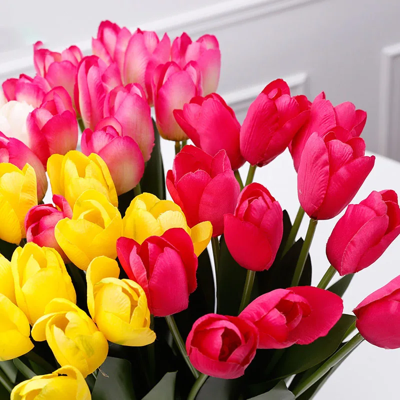 DREA Hot selling lifelike flowers artificial flowers in bulk plastic faux tulip for home wedding decor