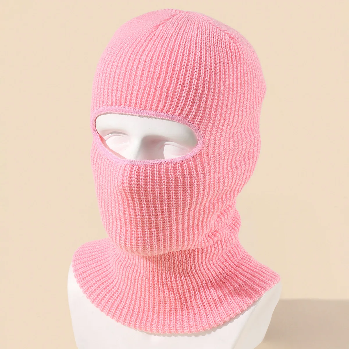 wholesale Candy color single hole pullover wool hat winter cold protection warm knitted hat outdoor riding ear Ski Mask