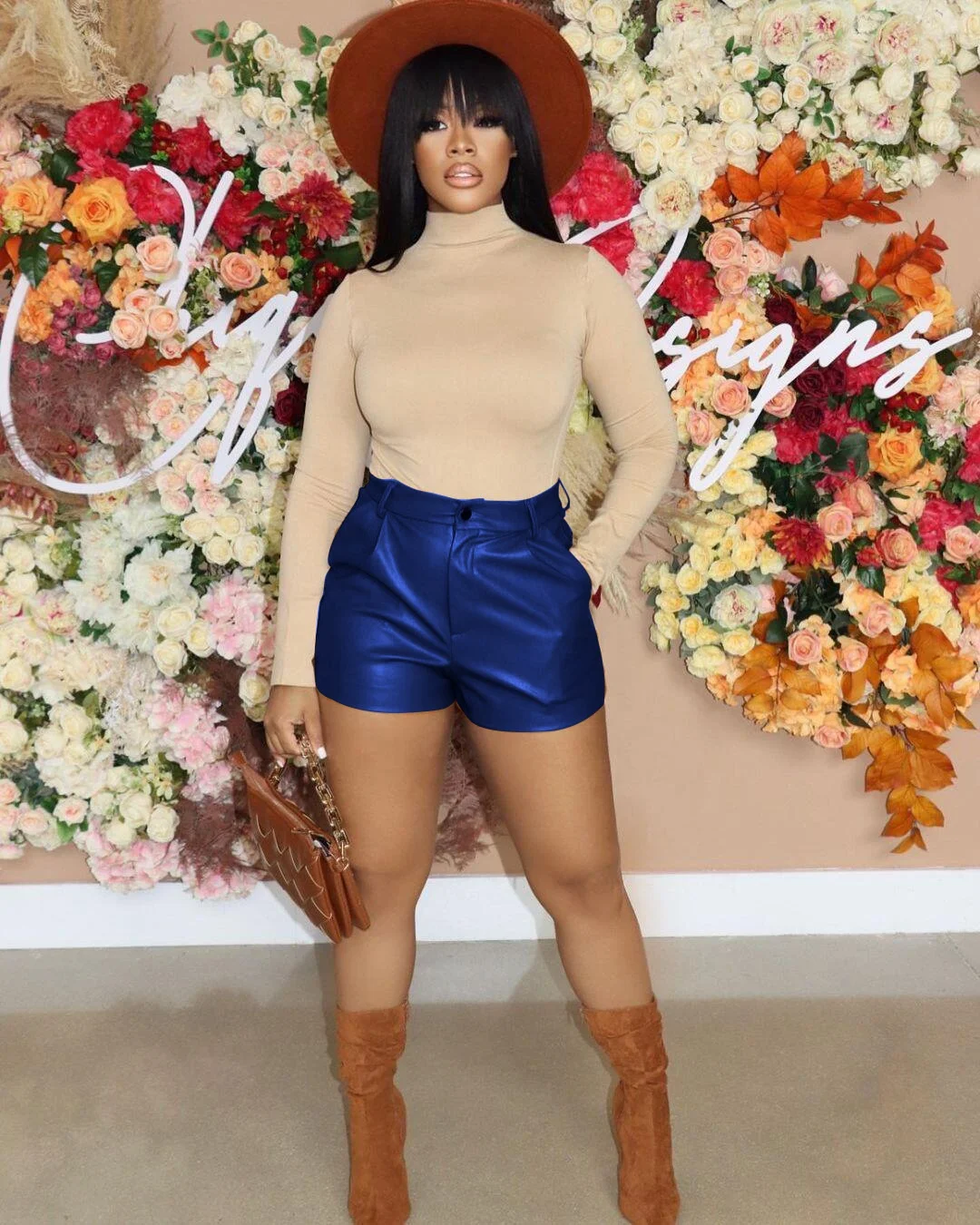 KX-BS10102 Sexy high waist leather booty biker shorts women scrunch faux leather shorts