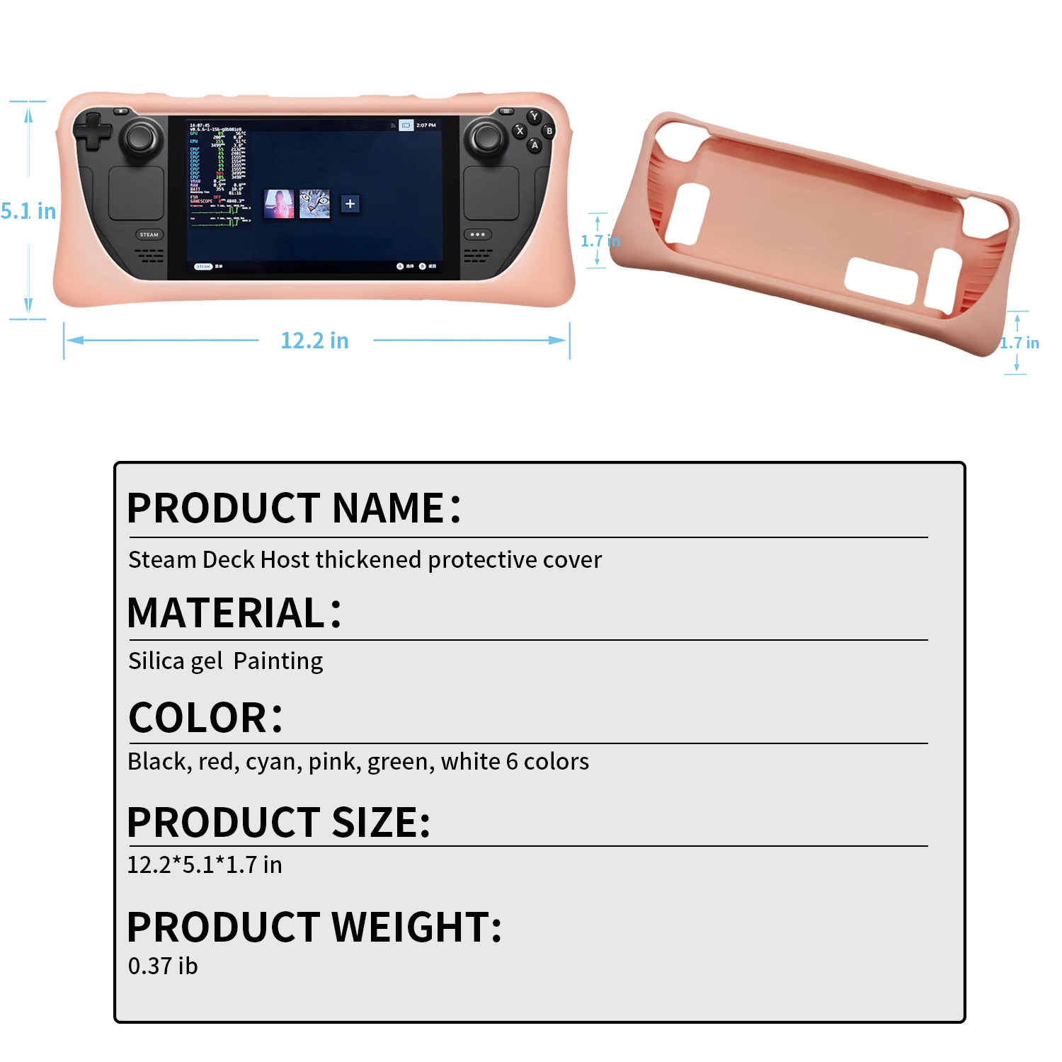 Thickened Silicone Soft Cover Protector with Full Protection Excellent Touch Pink steam Deck case Protective Case for Steam Deck