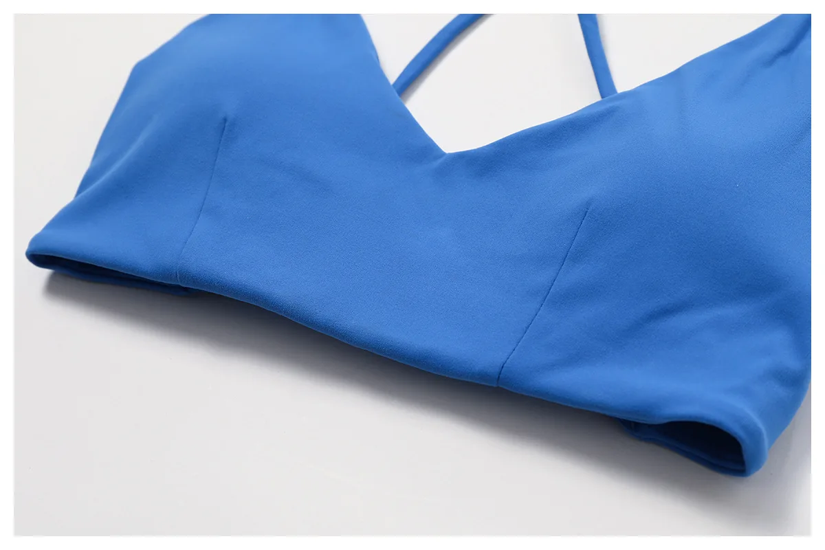 New U Neck Back Hollowed Out Cross Connection Quick Drying Sport Gym Crop Bra Top