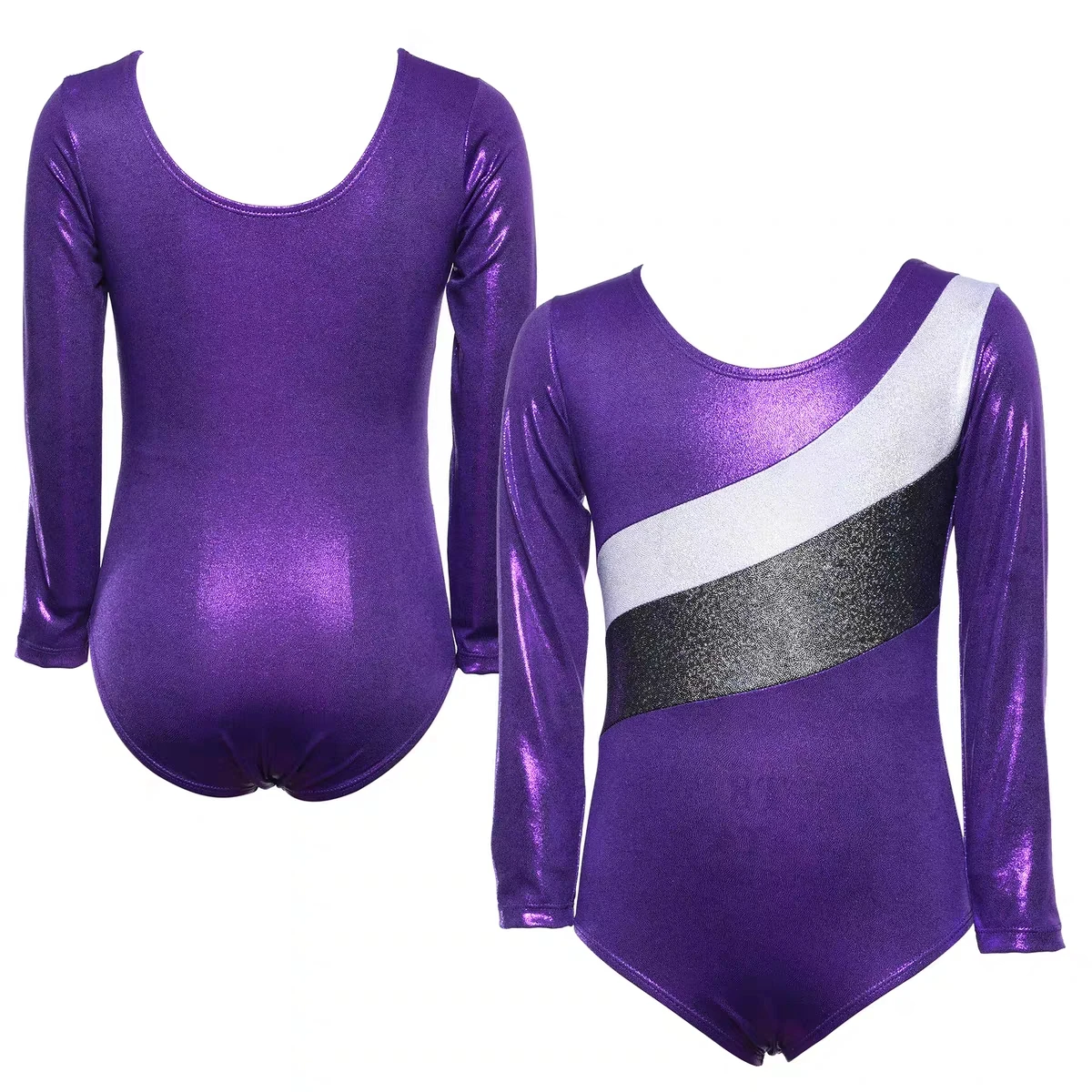 Professional manufacture high quality long sleeves women gymnastics leotards competition