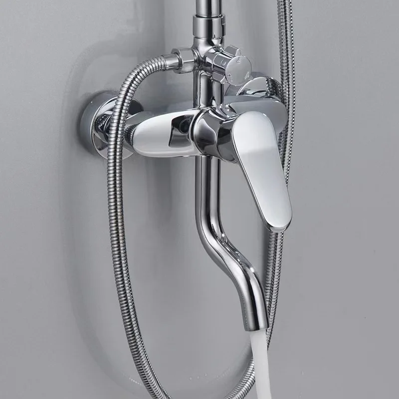 Competitive Price Chrome Brass Bathroom Hot Cold Water Round Shower Head Wall Mounted 3 Functions Shower Set Rain