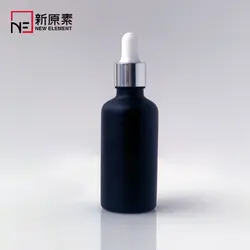 frosted black cosmetic 5ml 10ml 15ml 20ml 30ml 50ml 100ml oil glass dropper bottle for hair products with silver white dropper