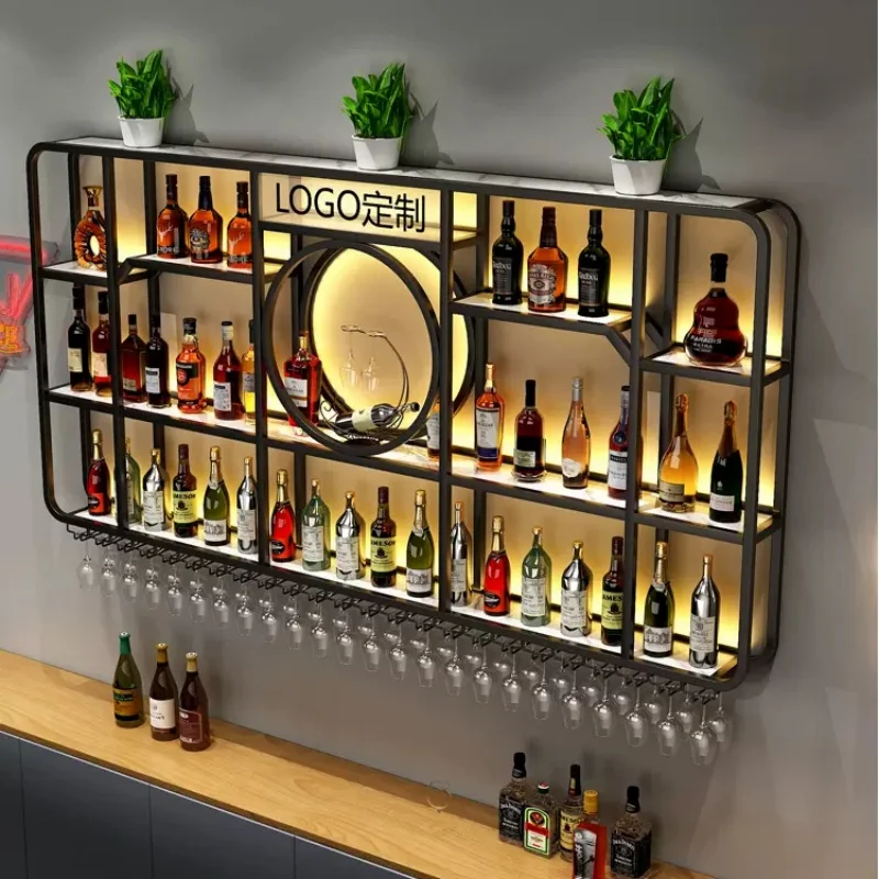 Modern Bar Furniture Factory Customize Hot Sell Metal Wall Wine Rack for Bars Restaurants