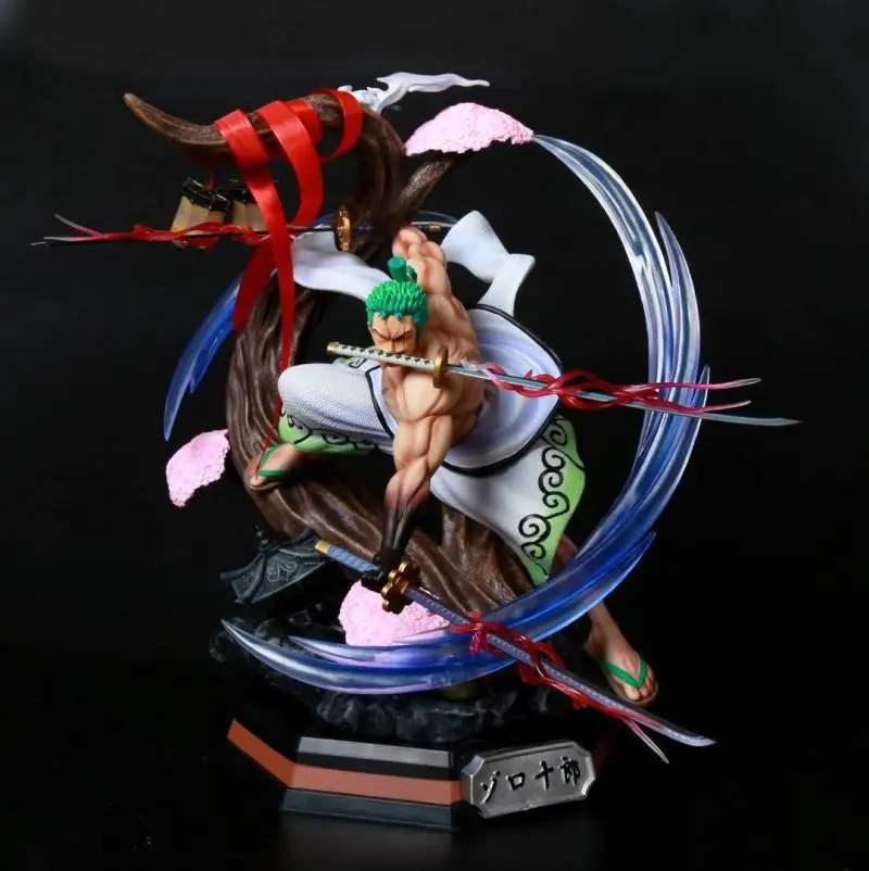 39cm GK one piece Mad tiger  Kingdom Roronoa Zoro action figure LED Light actionfigure PVC model toy for gifts