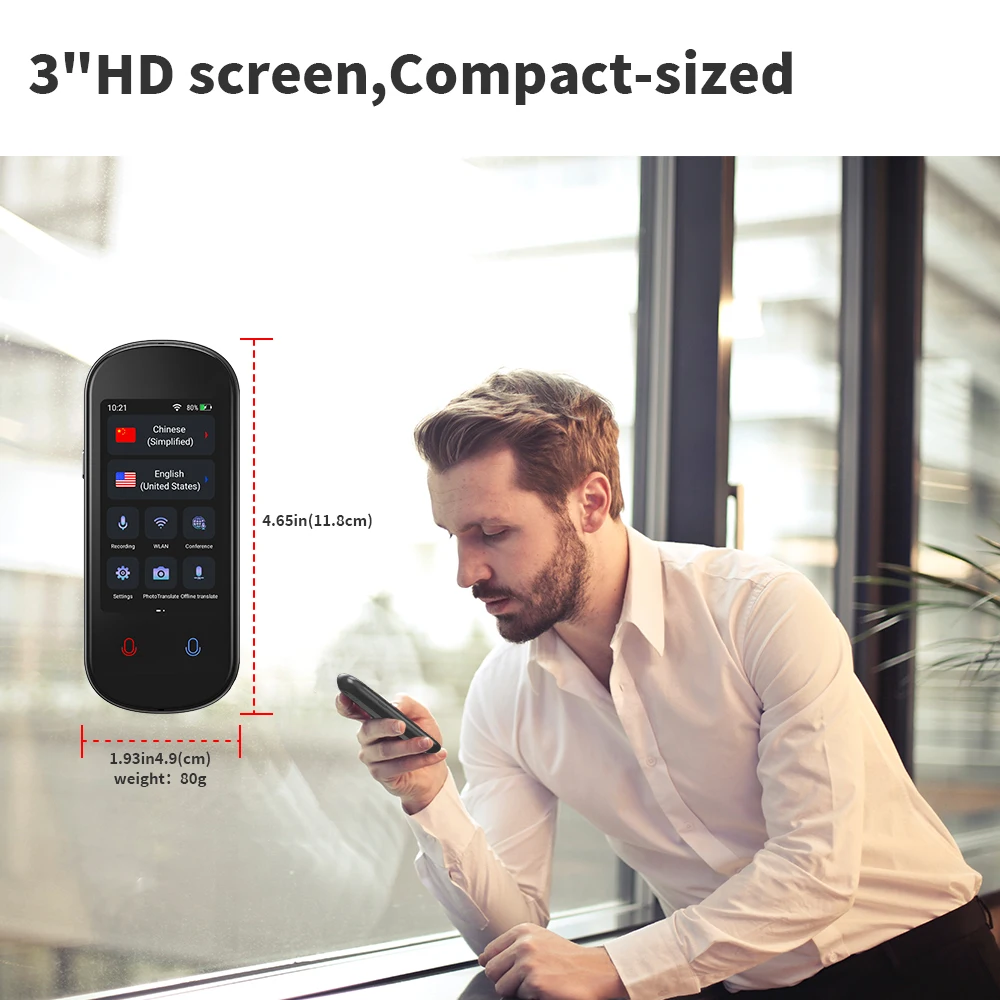 Z2 AI languages translation 3.1-Inch Real time two way 137 online languages 17 Offline arabic english language translator