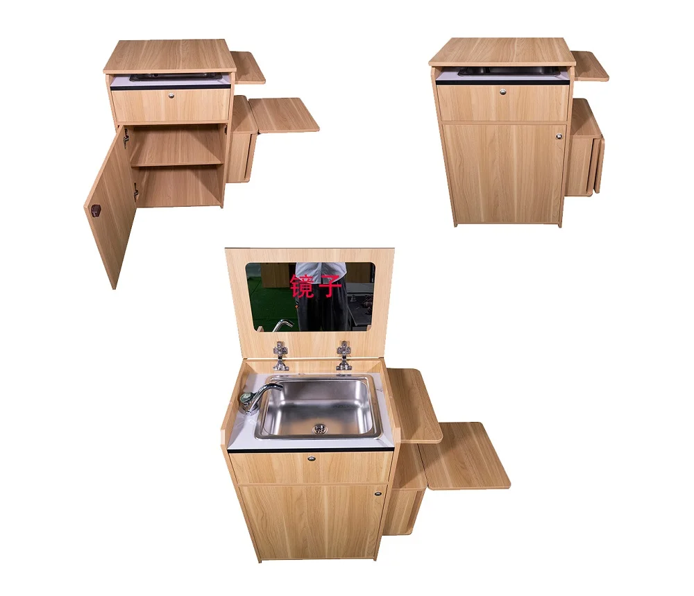 Travel Camping Van Module Camping Hidden Cabinet For Caravan Kitchen With Stainless Steel Basin and Mirror