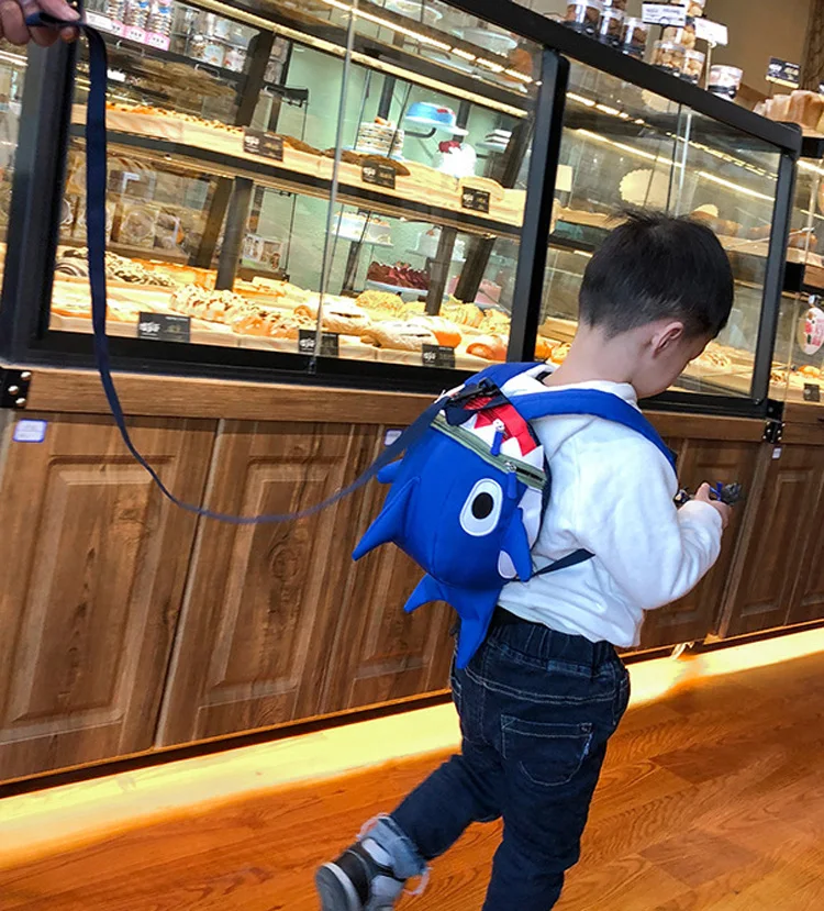 Bookbag Small Children School Bag with Leash Cute Animal Shark Kindergarten Preschool Backpacks for Kids Baby Girls Boys