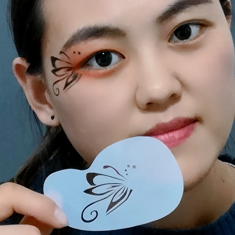Wholesale custom wholesale 20 designs plastic PET stencil paper eye body painting tattoo stencil for children