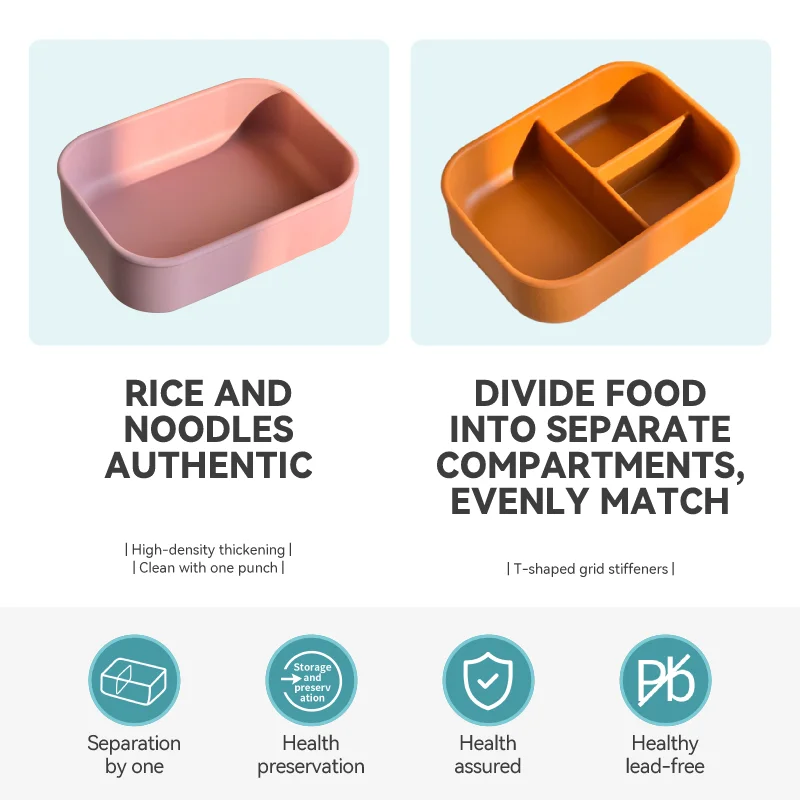 Hot Sale Foldable Food Storage Container Snack Box Bpa Free 3 Divider Lunch Bento Box Kitchen Silicone Lunch Boxes Sets For Kids
