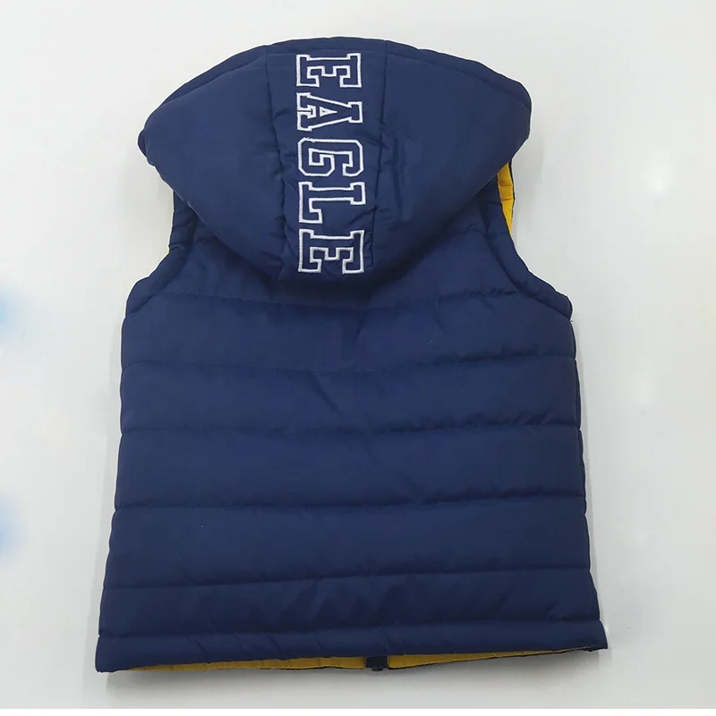 
Custom Sleeveless Down Children Kids Winter Casual Jacket With Detachable Hood 