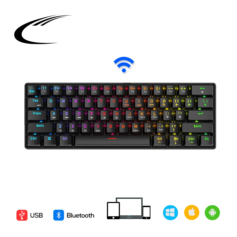 SAMA Wholesale RGB 60% Gaming Optical Mechanical Keyboard 61 keys Office Wireless Mini Gaming Keyboard