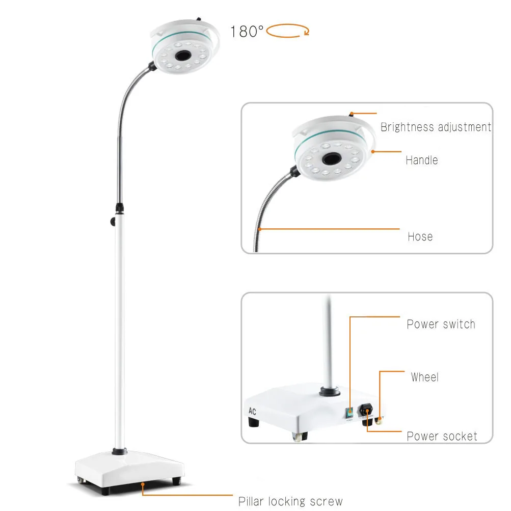 Лампа для мобильного рабочего освещения AMOPL16 со светодиодным освещением цвета дневного света и регулируемой высотой клинического использования