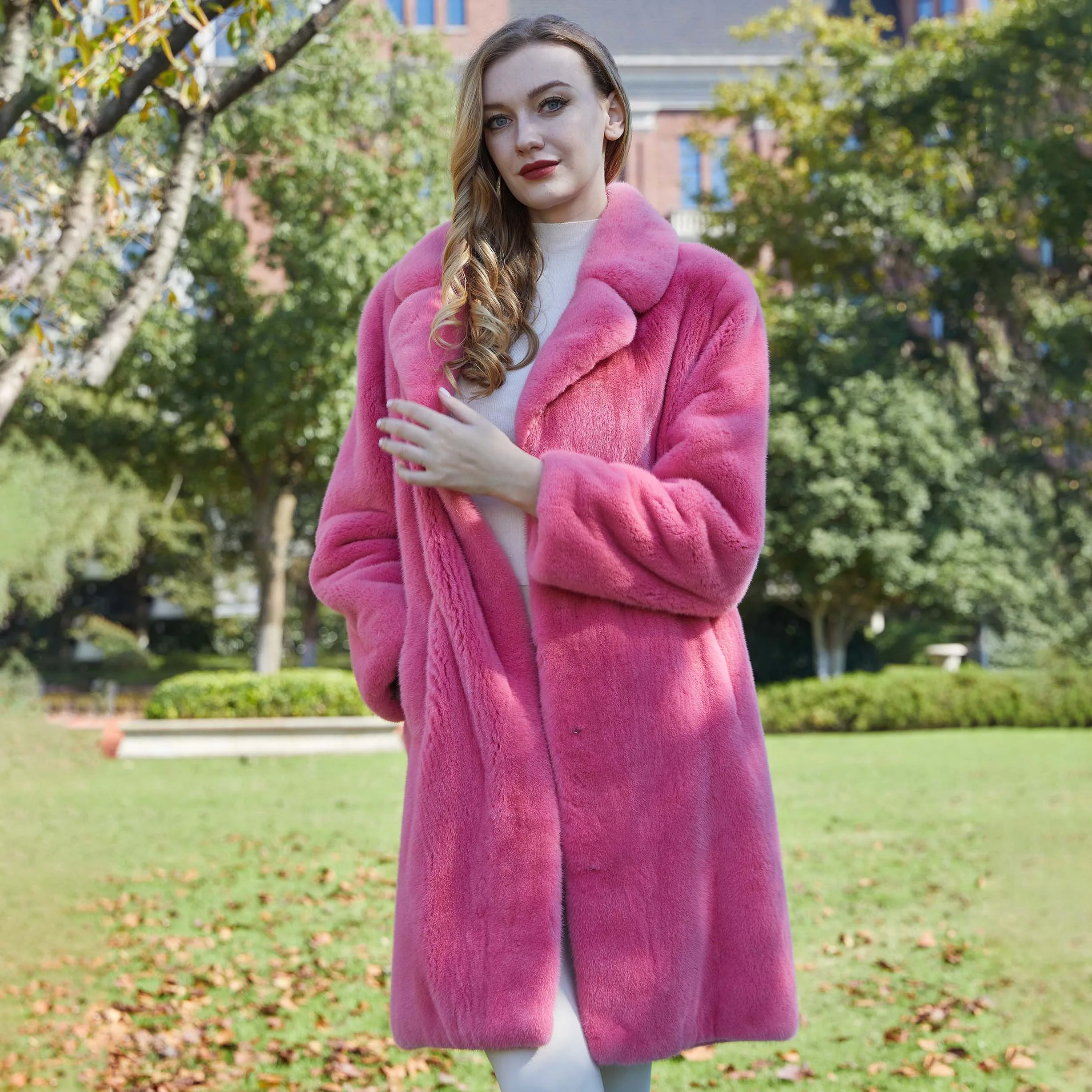 New Arrival Full Skin Women Long Real Mink Fur Jacket Coat