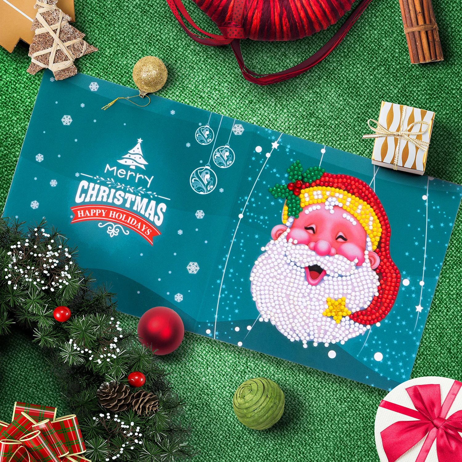 Single Christmas Santa Claus Penguin Snowman Tree Deer Diamond Painting Greeting Cards for Adults Holiday Friends Family