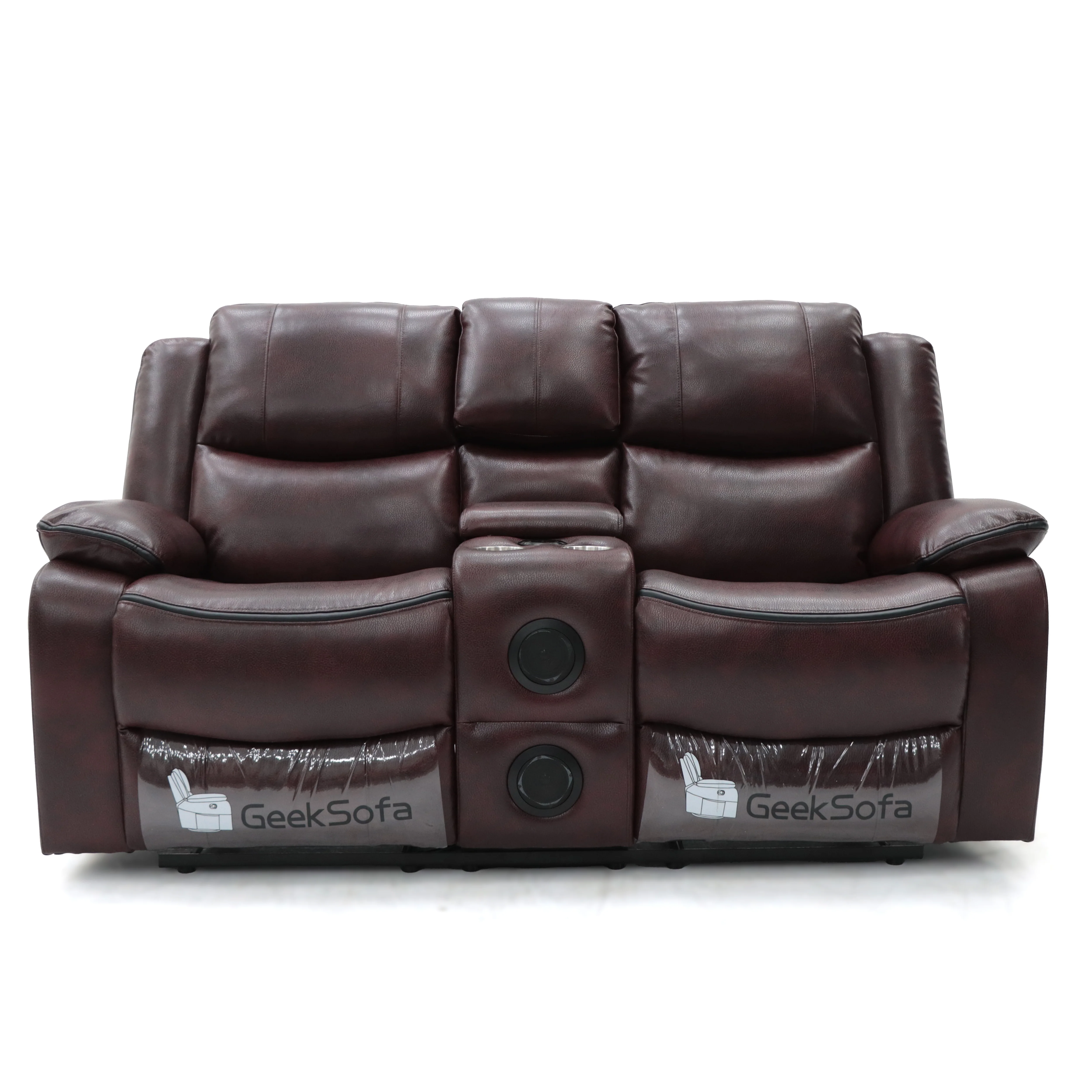 Geeksofa Wholesale Prices Reclining Sofa Set 3+2 Manual Sofa Seating With Blue Tooth Speaker And Touch Lights Console Cup Holder