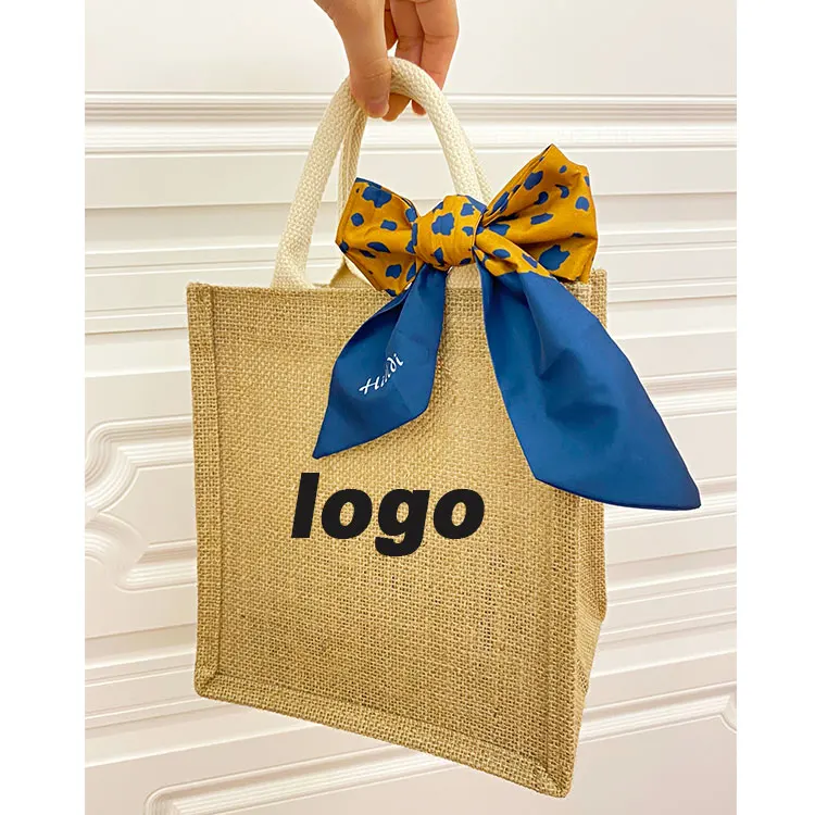 Wholesale Custom Jute Tote Bags Printed Logo Canvas Shopping Bags Zipper Women Cosmetic-Original Jute Gunny Bag Bangladesh