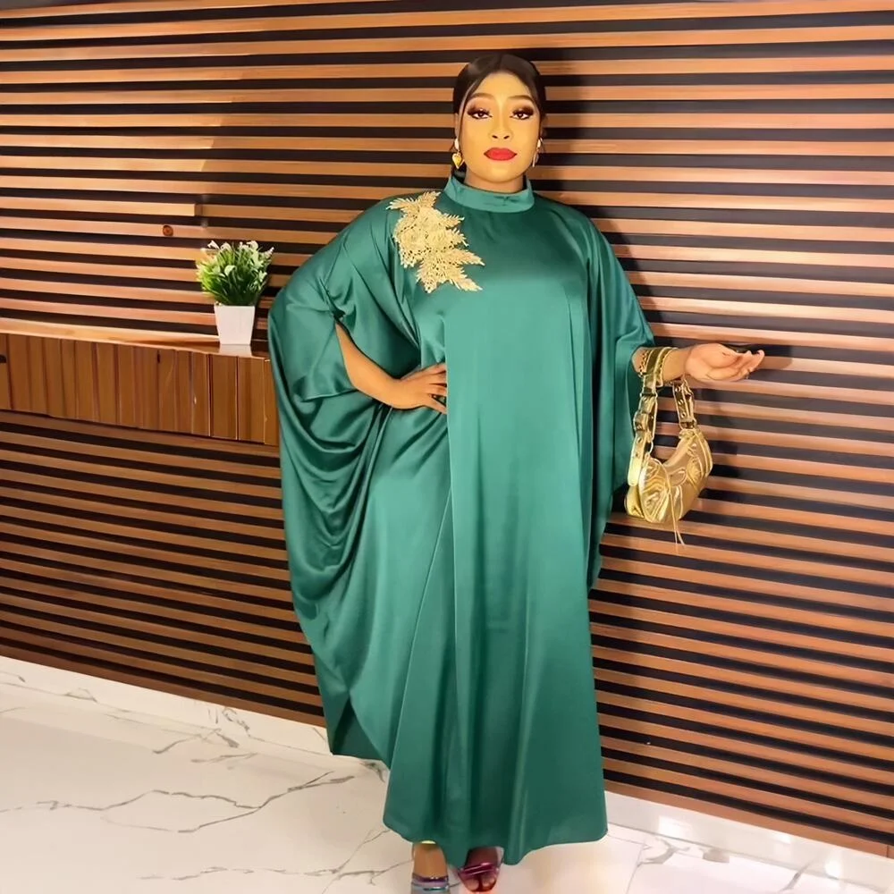 High Quality  East African Clothing rayon African Bazin Embroidery Design Dress Rhinestone embroidery ghana dress styles