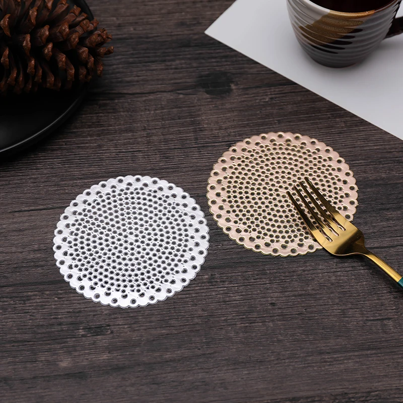 OEM Factory Custom Design Logo Snowflake Hollow PVC Bronzing Coaster Table Mat PVC Coaster