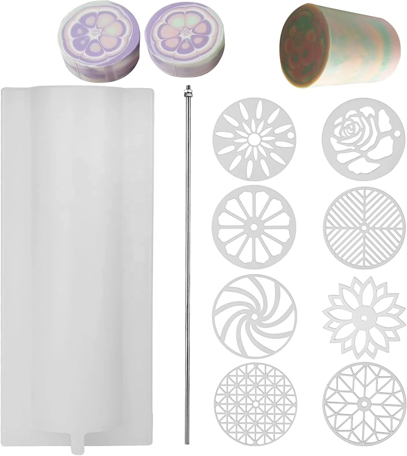 Cylinder Soap Mold Set 10 Pcs Kaleidoscope Pull Through Soap Mold Set 1000ml/35oz Silicone Column Mold for DIY Soaps Candles