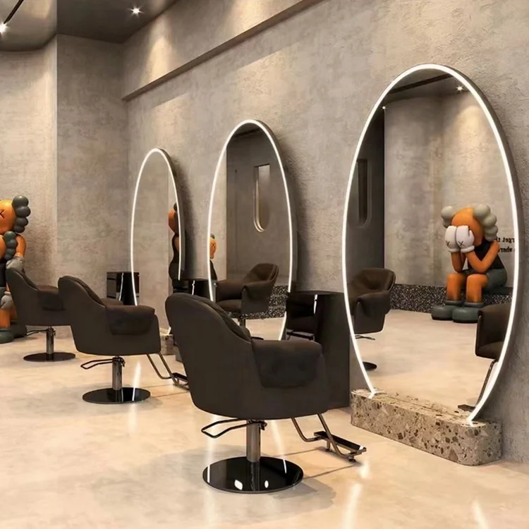 Kisen barbershop новые модные большие зеркала для салона индивидуальная светодиодная станция стайлинга двойные одиночные красоты с камнем