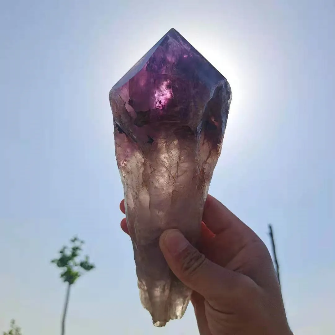 
Wholesale Raw Rough Natural Purple Crystal Quartz Amethyst Scepter Stone Rock Wand Point Tower For Home Decoration 