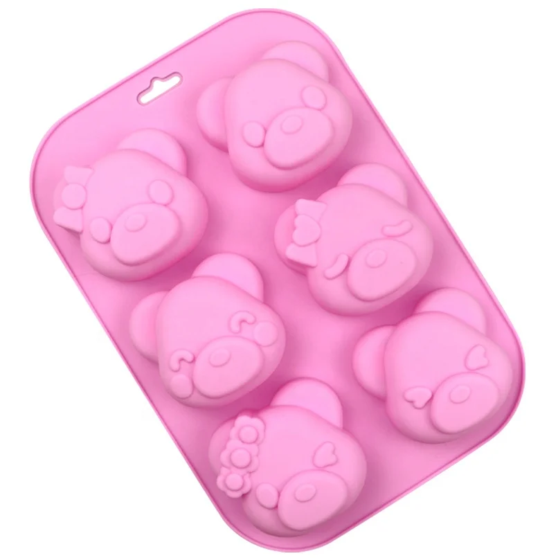 hot selling 2023 new design cute 6 cavities Bears Silicone Cake Moulding Rice Cake Moulding mushroom soap mold