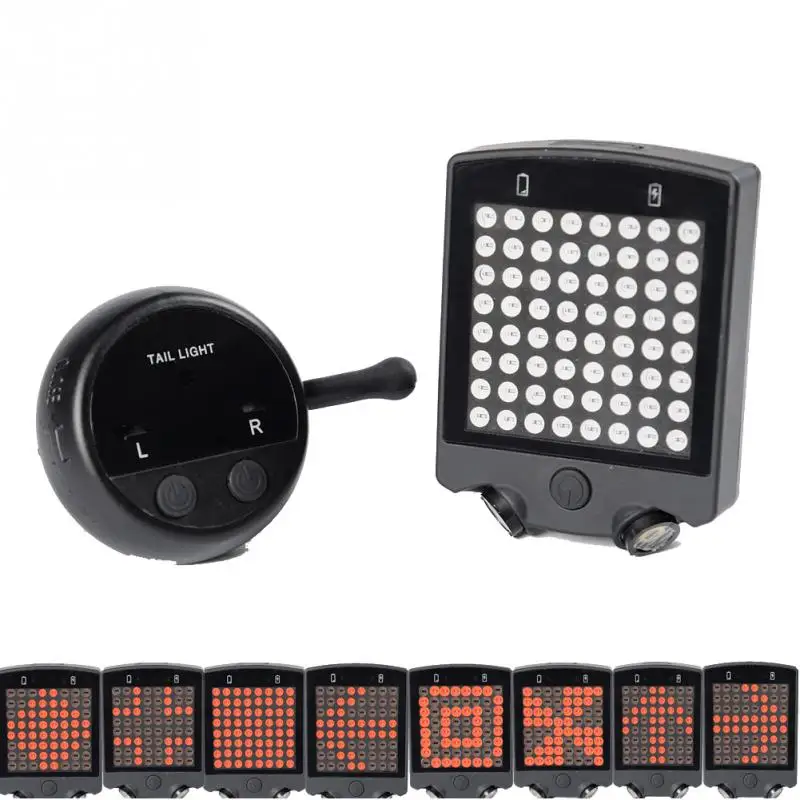 64 LED Bicycle Rear Tail Light USB Rechargeable Wireless Remote Control Bike Turn Signals Safety Warning Light