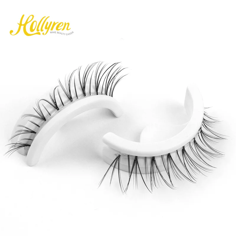 Hollyren No Glue Reusable Adhesive Eyelashes Waterproof Preglued Eyelashes Convenient Reusable 3d Self Adhesive Eyelashes Makeup