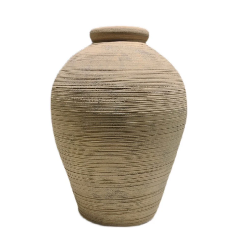 Wedding home living room decorative clay terracotta vases stripe matte ceramic flower vase