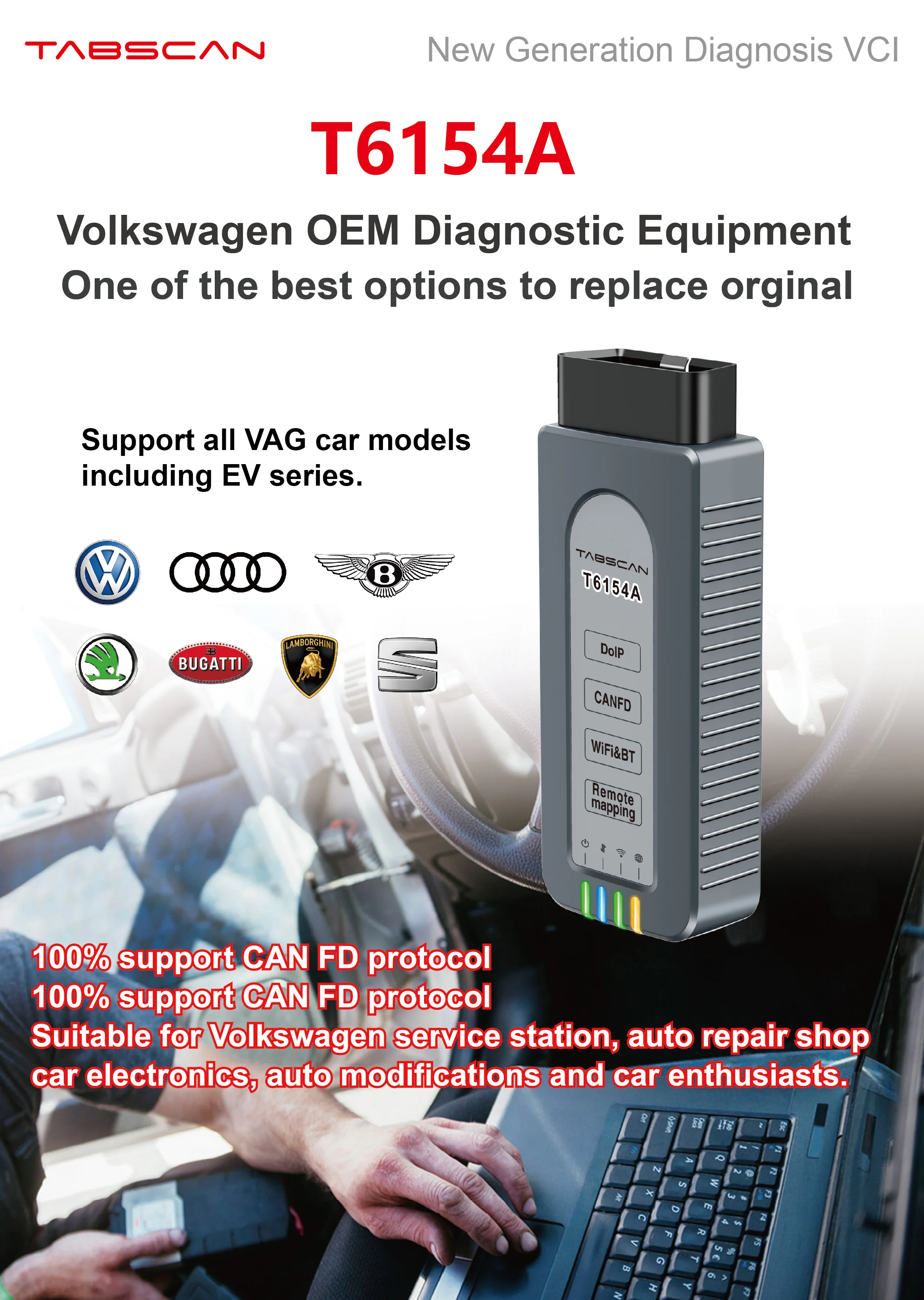 TABSCAN T6154A автомобильные инструменты для диагностики уровня OE Volk-Volkswagen Au-di Lambor-ghini Bu-gatti Bent-ley Sko-da