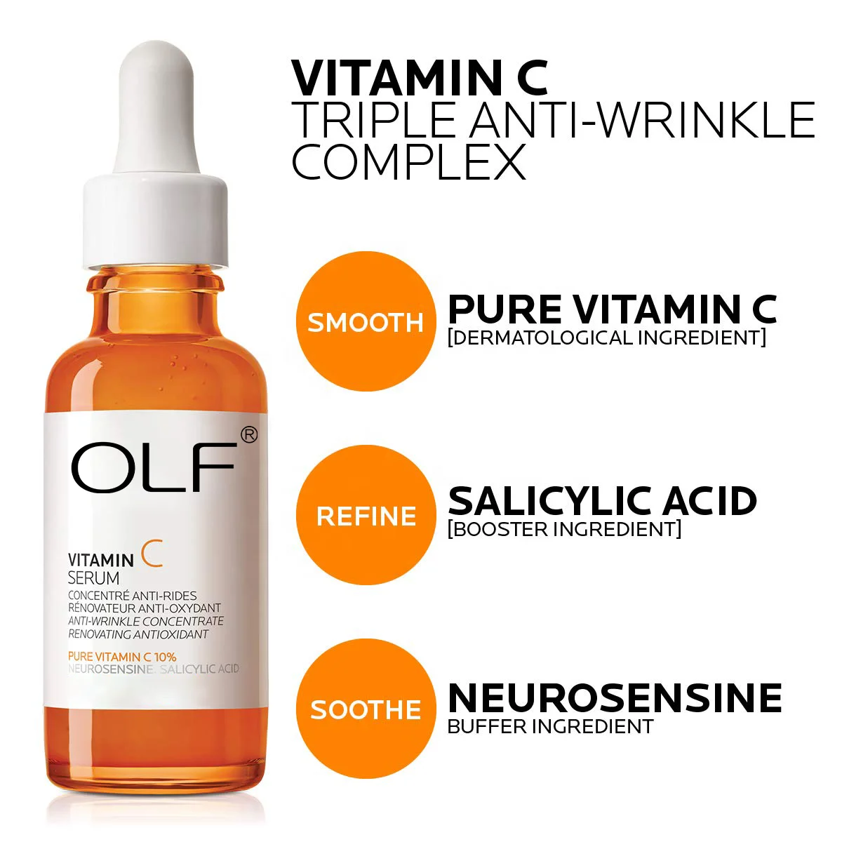 Private Label Best Face Antioxidant Hyaluronic Acid Pure Natural Vitamin C Serum