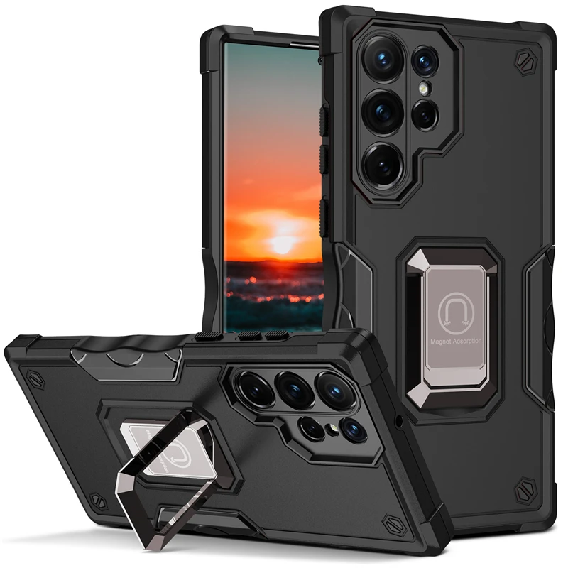Omeve for Samsung Galaxy S23 Ultra Case S23 Ring Stand Armor Shockproof Grip Case for Samsung S22 Plus S21 S20 FE A13 A53 A73