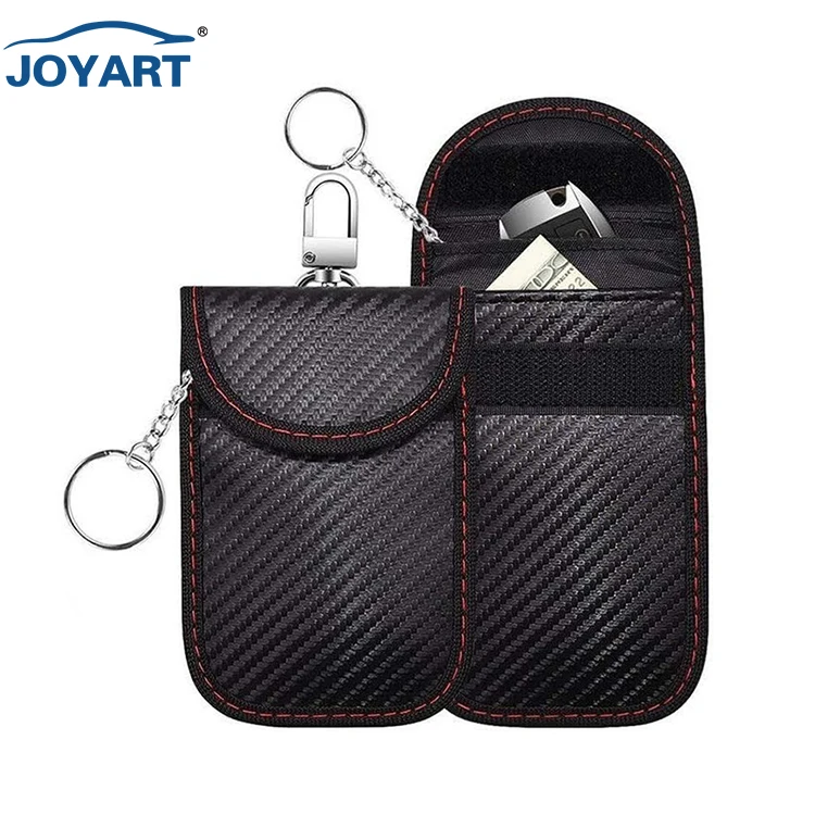 Signal blocking Car Key Case with key hook leather Signal Blocking Case car theft Pouch Faraday Bag