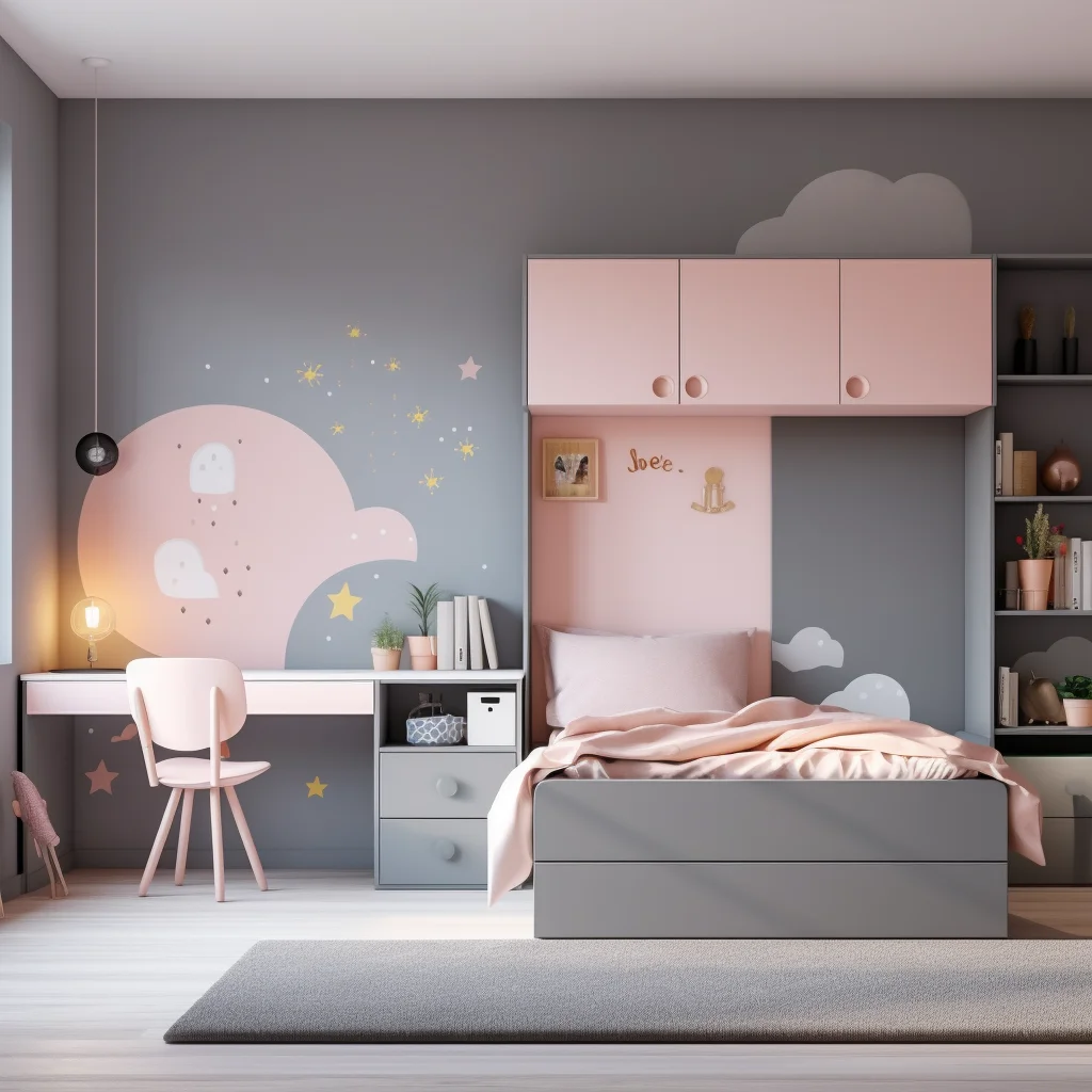 Customized Whole Room AI 3D Rendering Creative Design Furniture Girls Room Extendable Wooden Wardrobe Display Cabinet Products