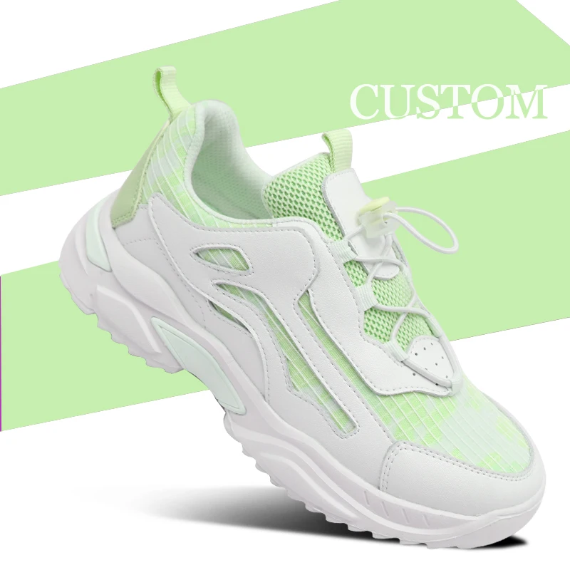 The factory customizes high quality leisure sports shoes Green Chaussure de sport custom shoes with logo
