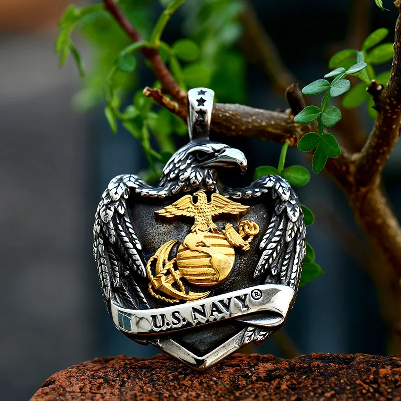 SS8-220P Steel soldier US Navy Logo pendant Eagle pendant necklace animal pendant jewelry wholesale