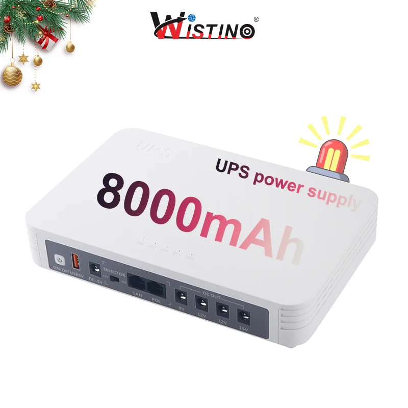 Wistino 8000mAh lithium battery uninterruptible power supply 24V 15V 12V 9V 8 port function ups backup power