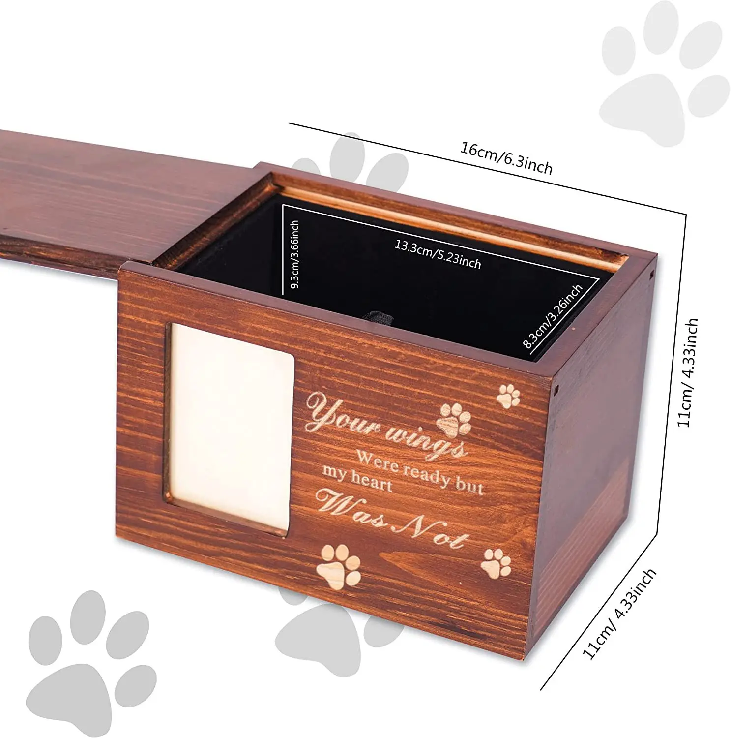 Pet Urns for Dogs or Cats Ashes Personalized Photo Frame Pet Cremation Urns Wooden Pet Memorial Keepsake Cat or Dog Memory Box