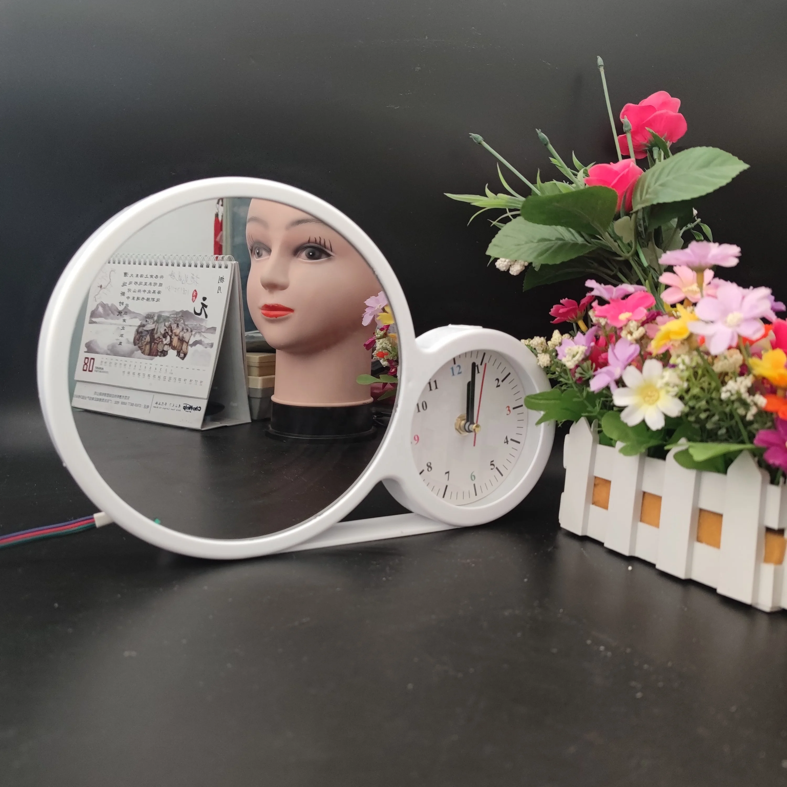 Зеркало бесконечности со светодиодной подсветкой с фоторамкой и часами для подарков или украшения дома