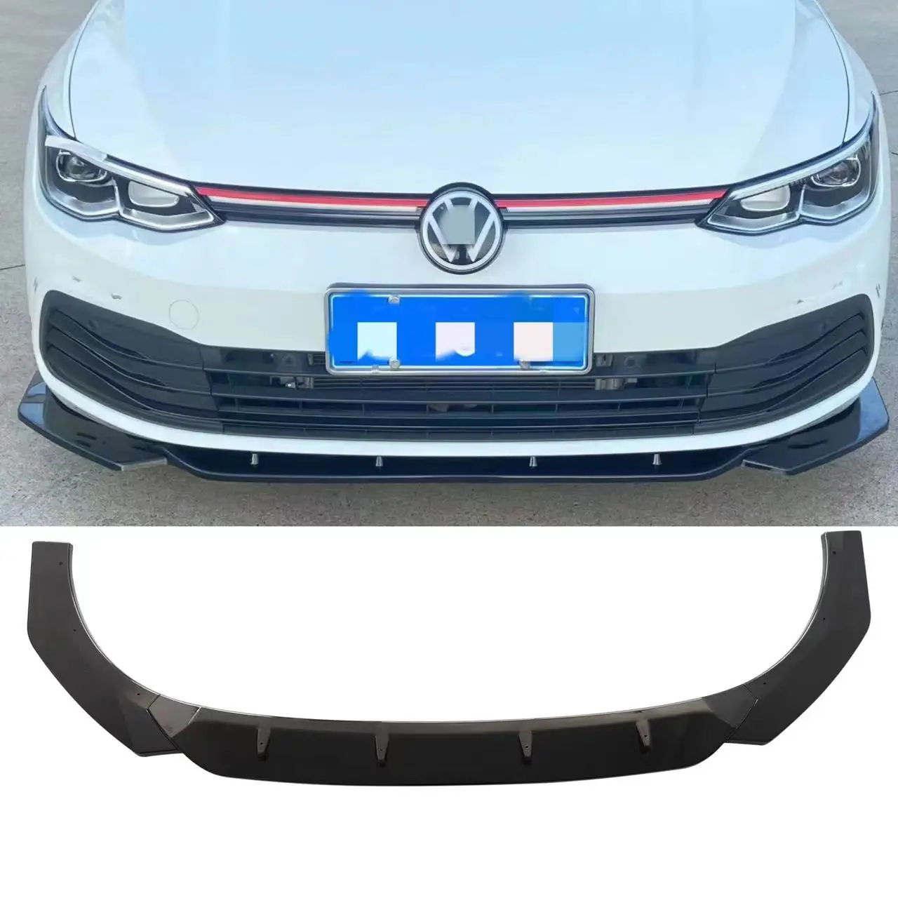 Upgrade ABS Carbon Fiber 3 Pieces Front Lip Spoiler Bumper Front Lips Splitters Scrape Guard For VW Volkswagen Golf 8 MK8