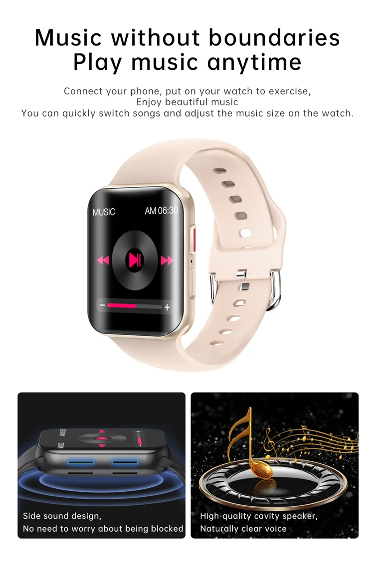 New products smartwatch T68 Pro phone call music heart rate full Curved screen true body temperature waterproof Smart Watch T68